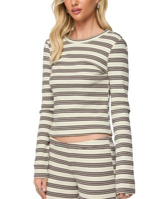 Avalie Striped Ribbed Long Sleeve T Shirt