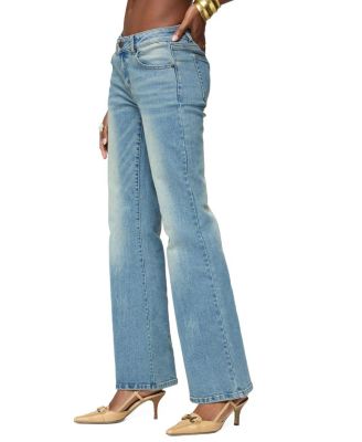  Jenni Washed Low Rise Flared Jeans in Blue Washed