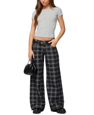  Kailani Plaid Low Rise Baggy Jeans in Black Washed