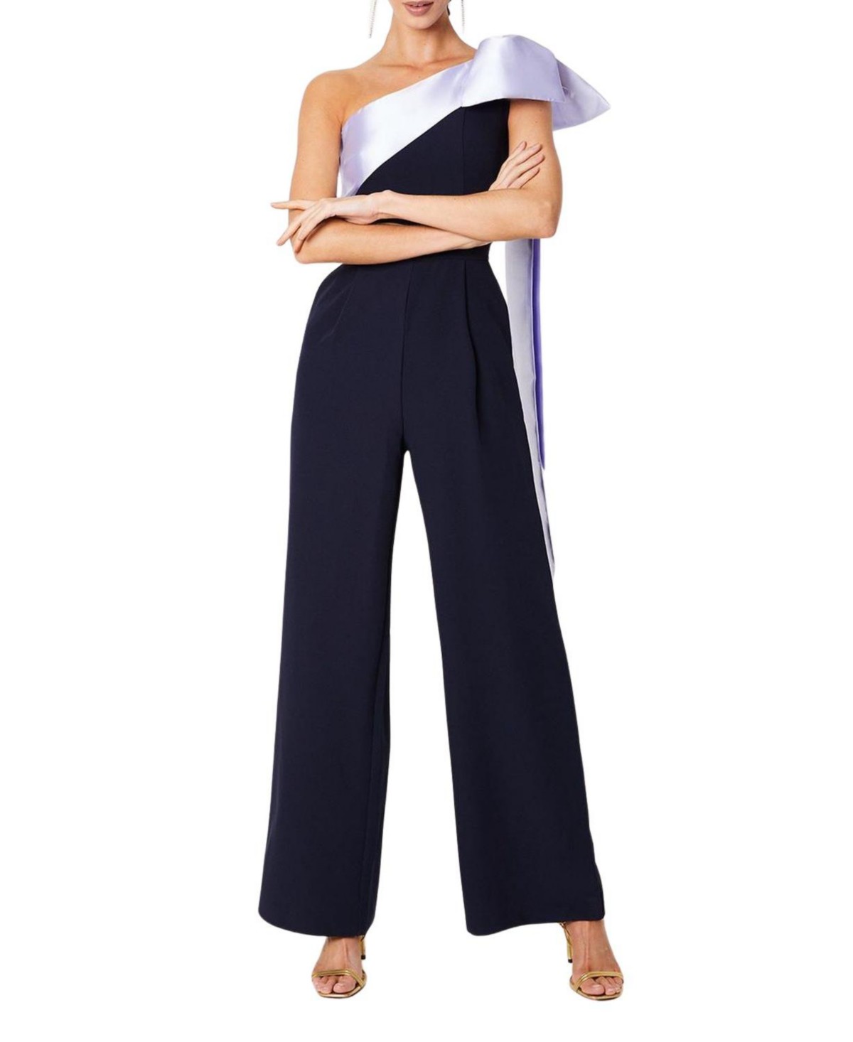 Bow One Shoulder Wide Leg Jumpsuit