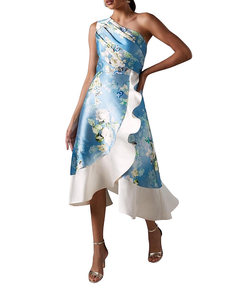 Coast One Shoulder Ruffle Midi Dress