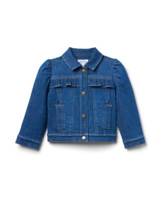 Girls' Denim Puff Sleeve Jacket in Medium Wash - Baby, Little Kid, Big Kid