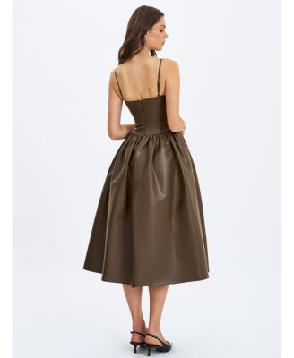 Parisia Faux Leather Drop Waist Maxi Dress