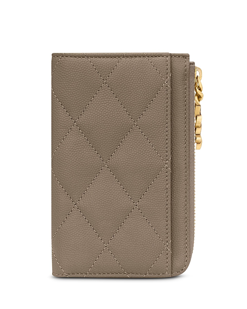 Saint Laurent Cassandre Bijou Zip Card Case in Grain De Poudre Leather · OS