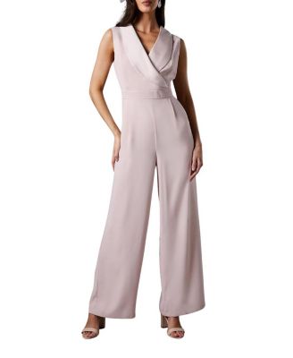 Crepe V-Neck Wrap Wide Leg Jumpsuit
