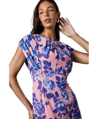 Cap Sleeve Floral Chiffon Midi Dress