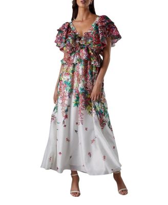 Lisa Tie Back Ruffle Peplum Dress