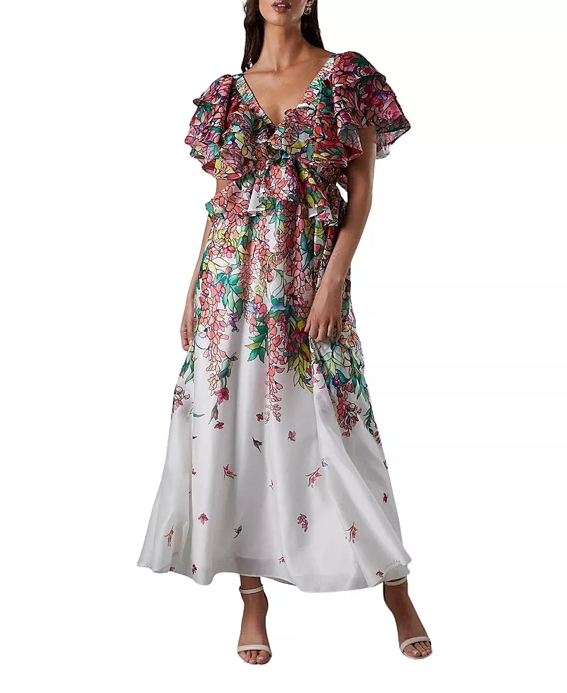 Coast Lisa Tie Back Ruffle Peplum Dress