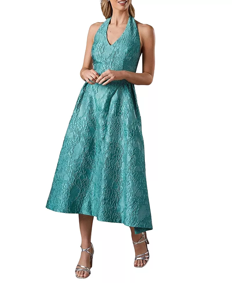 Coast Halter Jacquard Drop Waist Dress