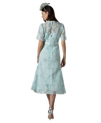  Lace Bow Belt Midi Dress