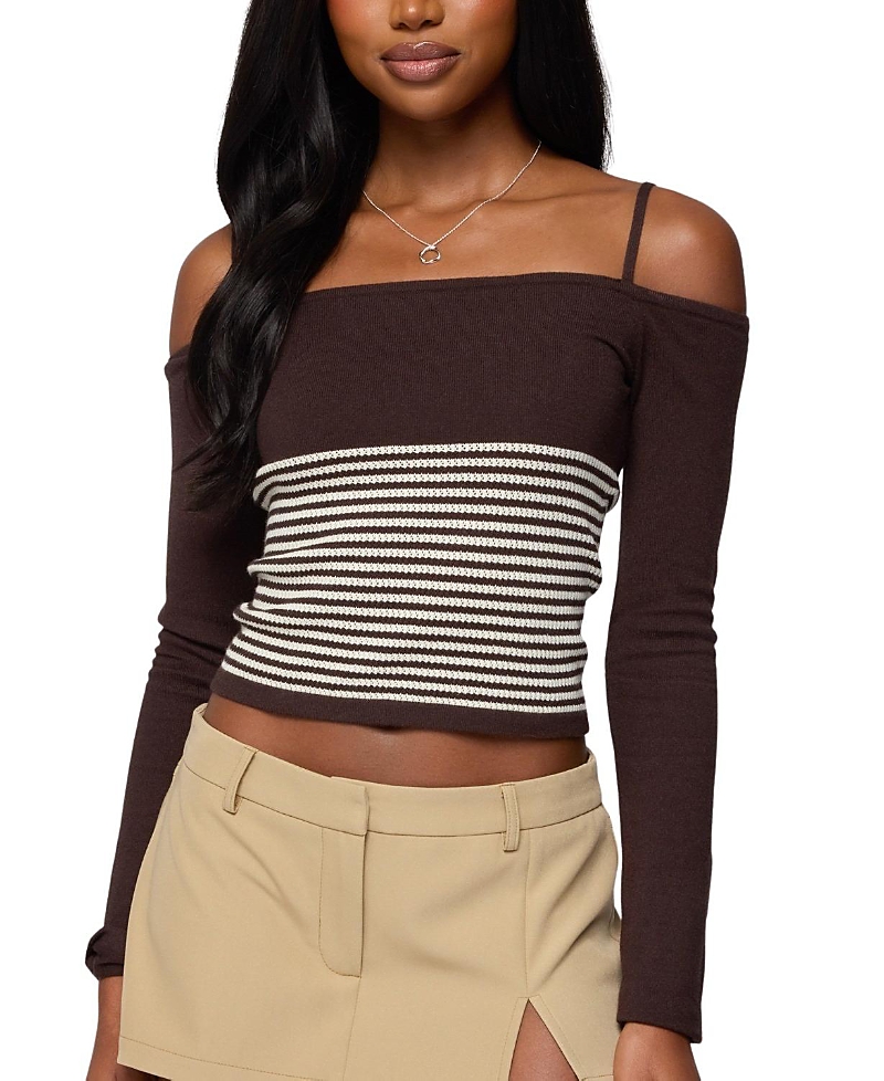 Edikted Darya Striped Off Shoulder Knit Top