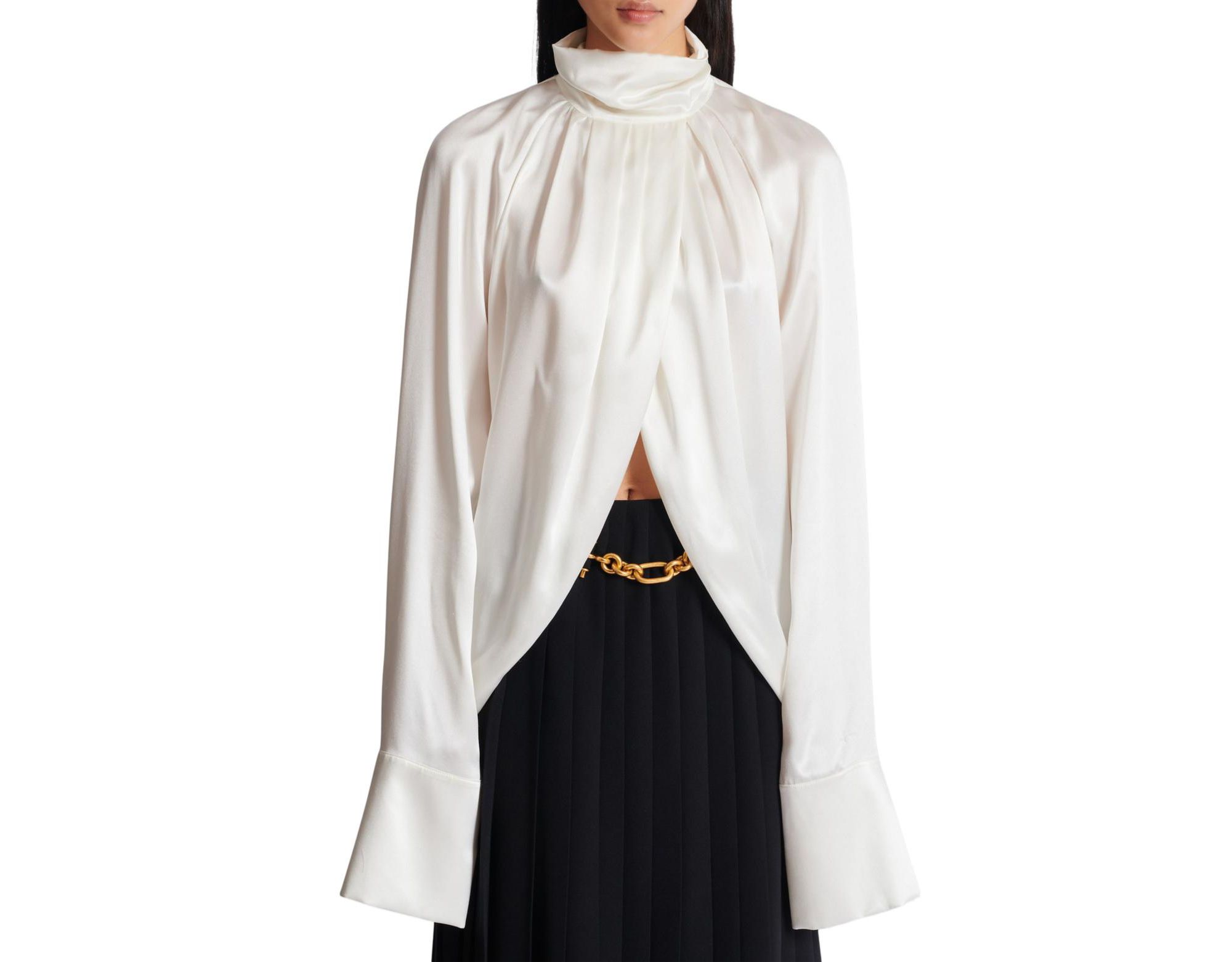 Draped Silk Blouse - Image 1