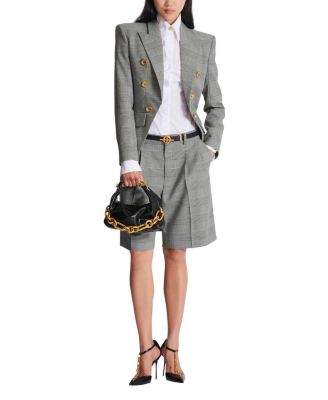  Darted Shorts with Prince of Wales Check