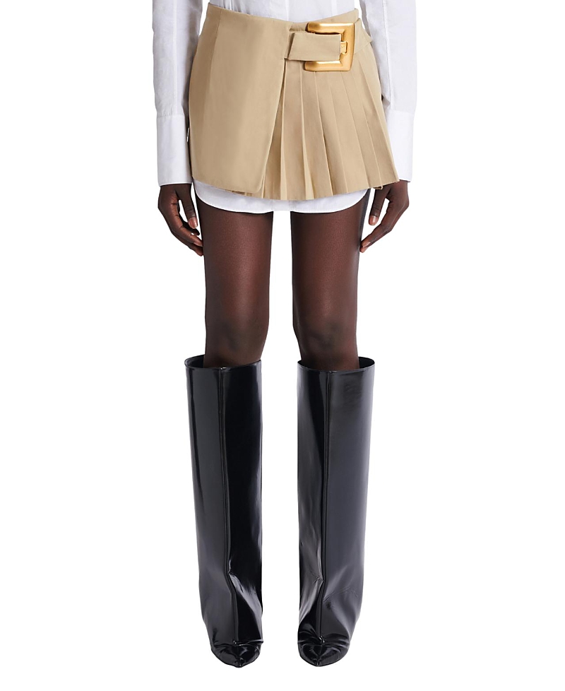 Balmain Short Gabardine Skirt with Belt Detail