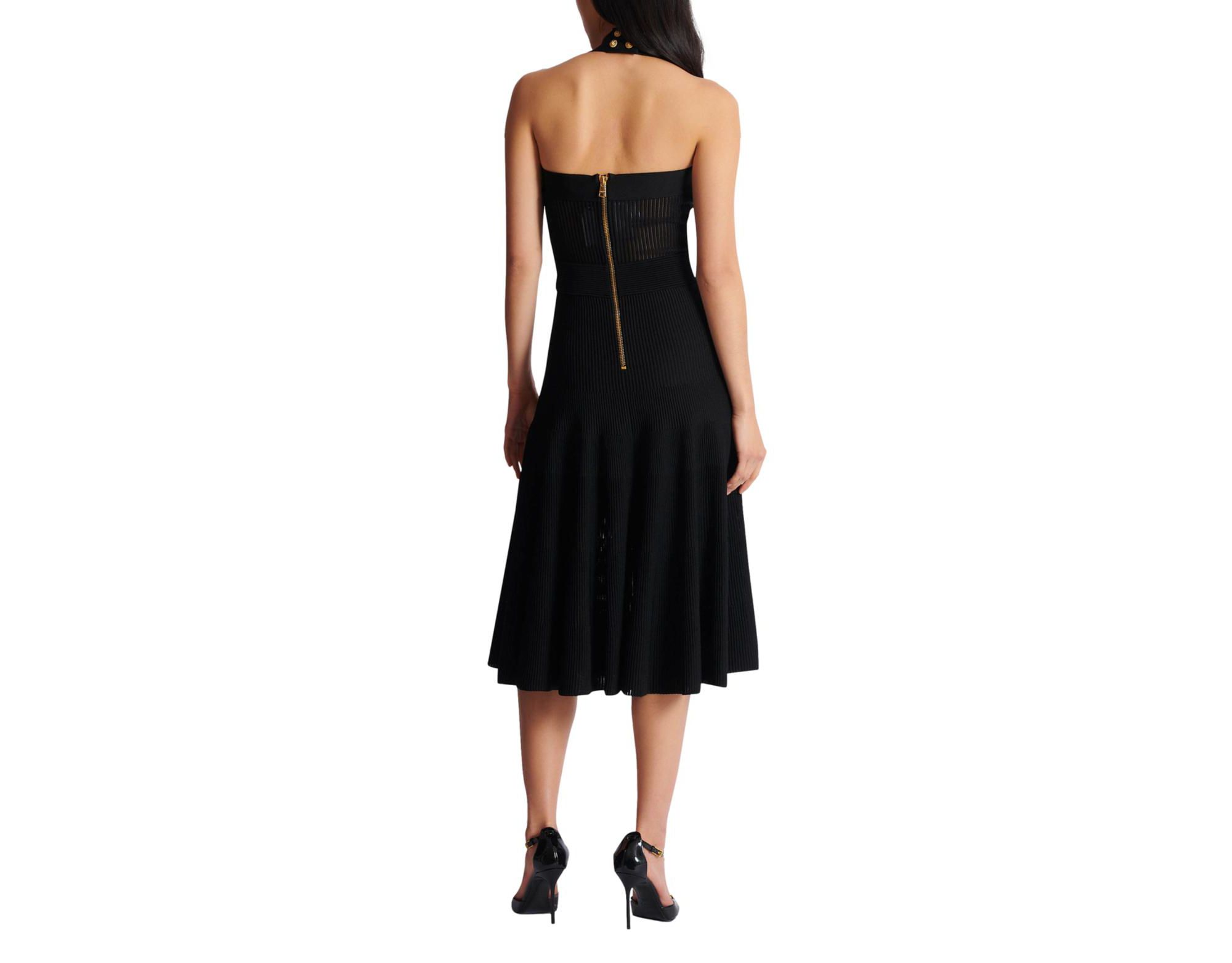 Halterneck Pleated Knit Midi Dress — Image 3