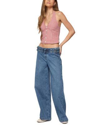  Livia Double Belt Low Rise Baggy Jeans in Blue Washed