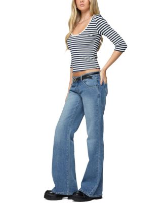 Poppie Striped V Neck Top