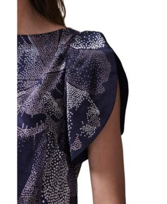 Women's Floral Print Satin Midi Dress