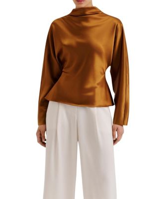 Zora Barrel Sleeve Satin Blouse