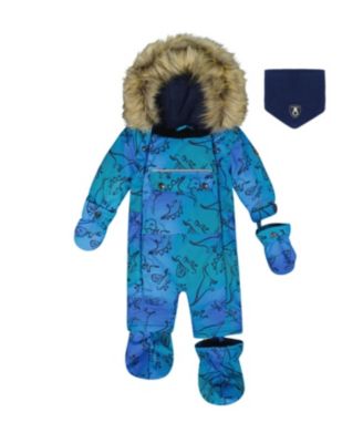Boys' One-Piece Play Snowsuit Designed for Car Seat Dinosaur - Baby, Little Kid