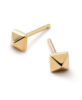 Solid Yellow Gold Pyramid Studs