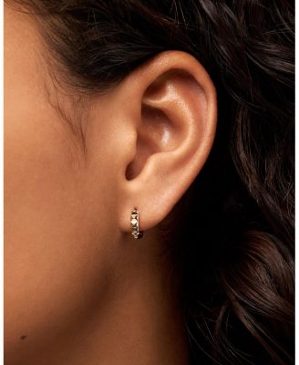 Solid Yellow Gold Pyramid Huggie Hoops Earrings