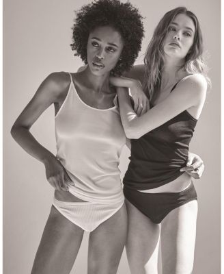  Ribbed Wool & Silk Scoop Neck Camisole