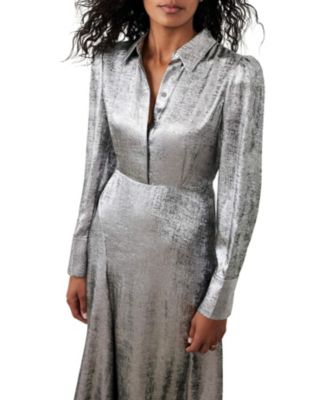 Women's Metallic Midi Shirt Dress
