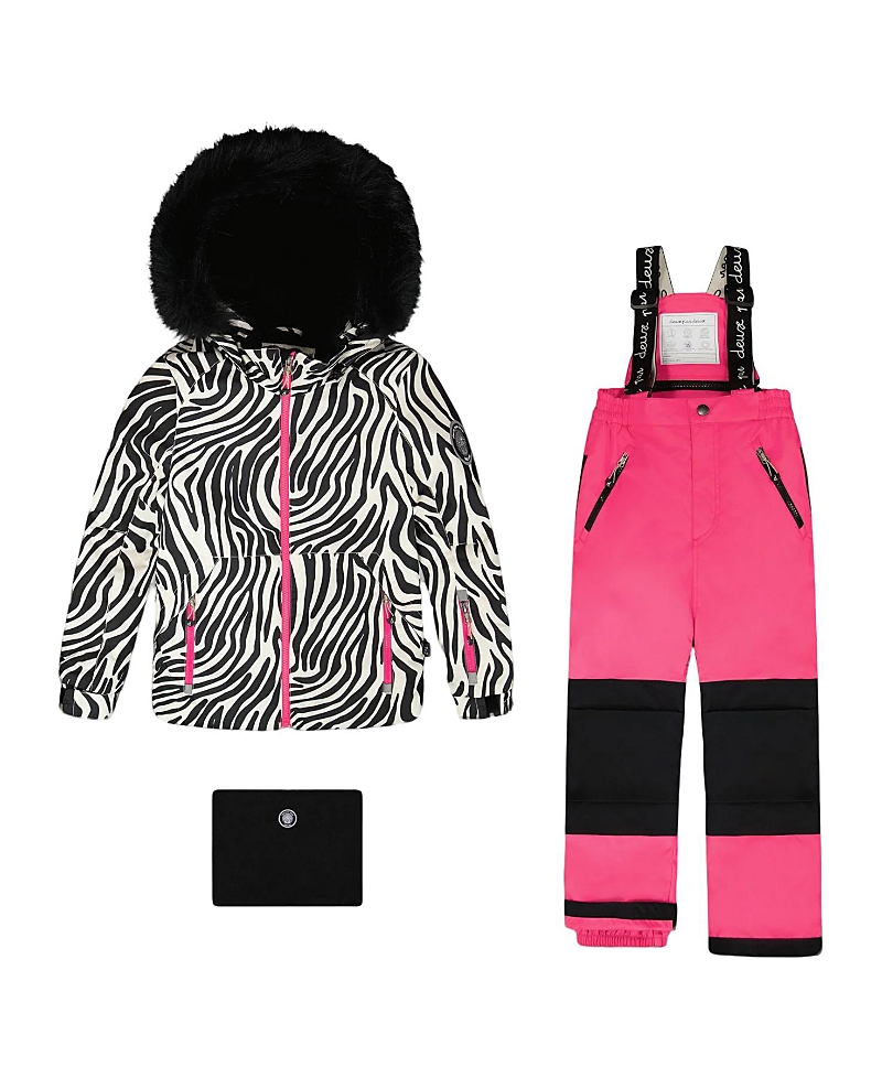 Deux par Girls' Two-Piece Play Zebra Snowsuit - Little Kid