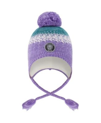 Deux par Deux Girls' Lined Peruvian Knit Hat with Pompom - Little Kid, Big Kid