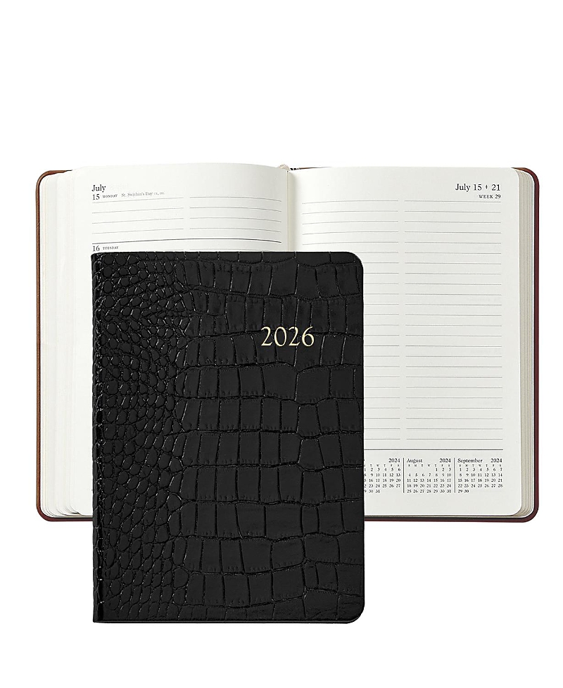 Graphic Image 2026 Embossed Croc Leather Weekly Notebook