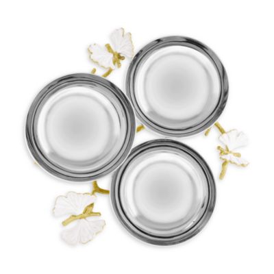 Butterfly Gingko Gold Tone Triple Bowl