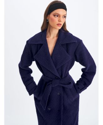  Jaelyn Wool Blend Double-Breasted Belted Coat