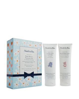 Baby Bath & Massage Fragrance Free Set, Blue Daisy & Heart