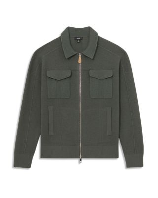 Calder Long Sleeve Zip Through Twin Pocket Merino Jumper Jacket