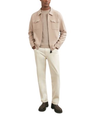 Calder Long Sleeve Zip Through Twin Pocket Merino Jumper Jacket