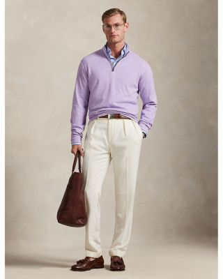 Textured Double-Knit Quarter Zip Sweater