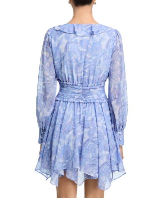 Paisley Long Sleeve Gathered Mini Dress - Exclusive