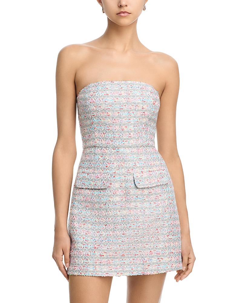 Aqua Tweed Strapless Mini Dress - Exclusive