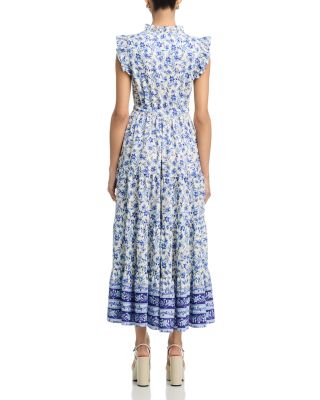 Short Sleeve Floral Border Button Down Maxi Dress - Exclusive