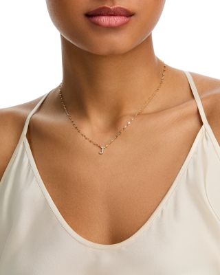14K Yellow Gold Diamond Initial J Pendant Necklace, 18"