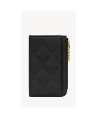 Cassandre Bijou Zip Card Case in Grain De Poudre Leather
