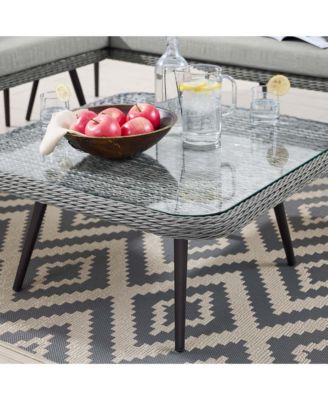 Endeavor Outdoor Patio Wicker Rattan Square Coffee Table