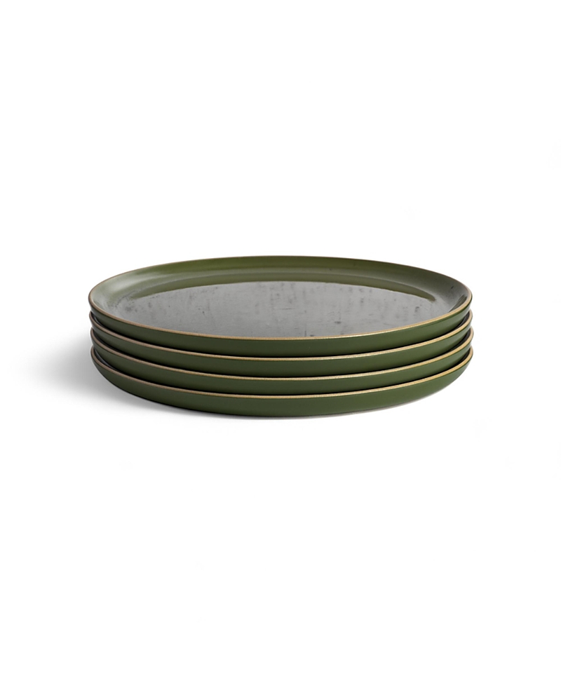 Gharyan Stoneware Edan Flat Dinner Plate, Set Of 4 In Gray