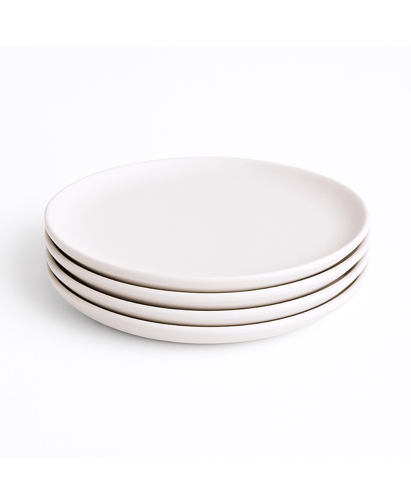 Gharyan Stoneware Edan Flat Dinner Plate, Set Of 4 In White