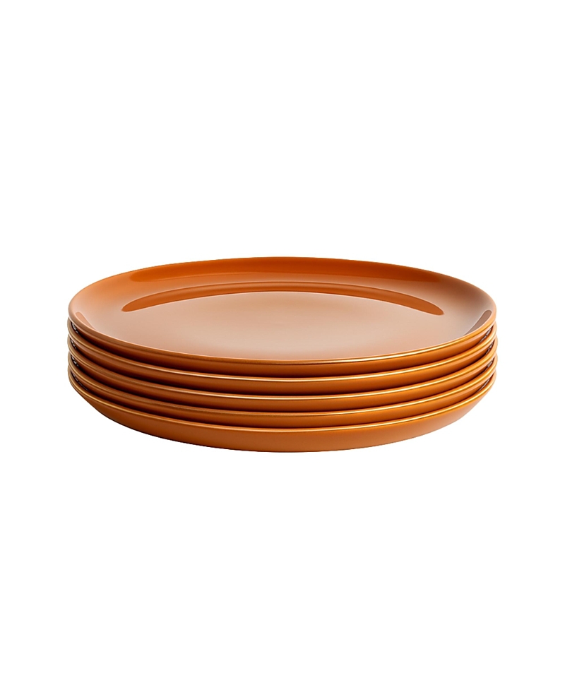 Gharyan Stoneware Edan Flat Dinner Plate, Set Of 4 In Orange