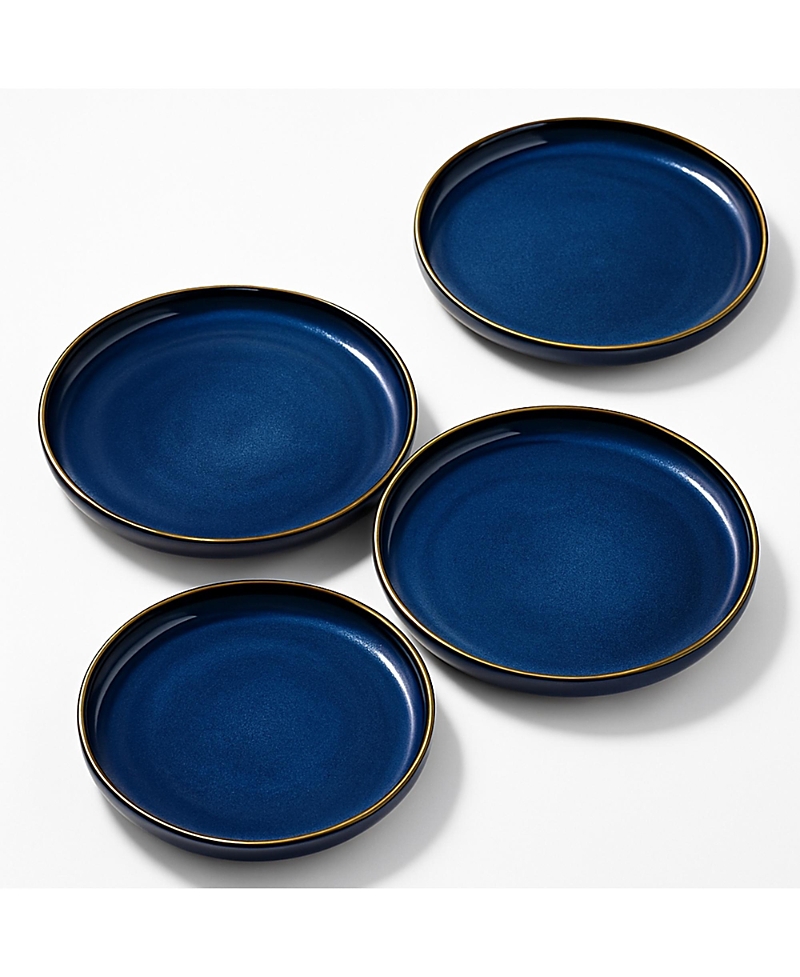 Gharyan Stoneware Edan Flat Dinner Plate, Set Of 4 In Blue