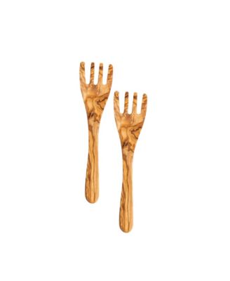  Olive Wood Serving Spatula Forks, Set of 2