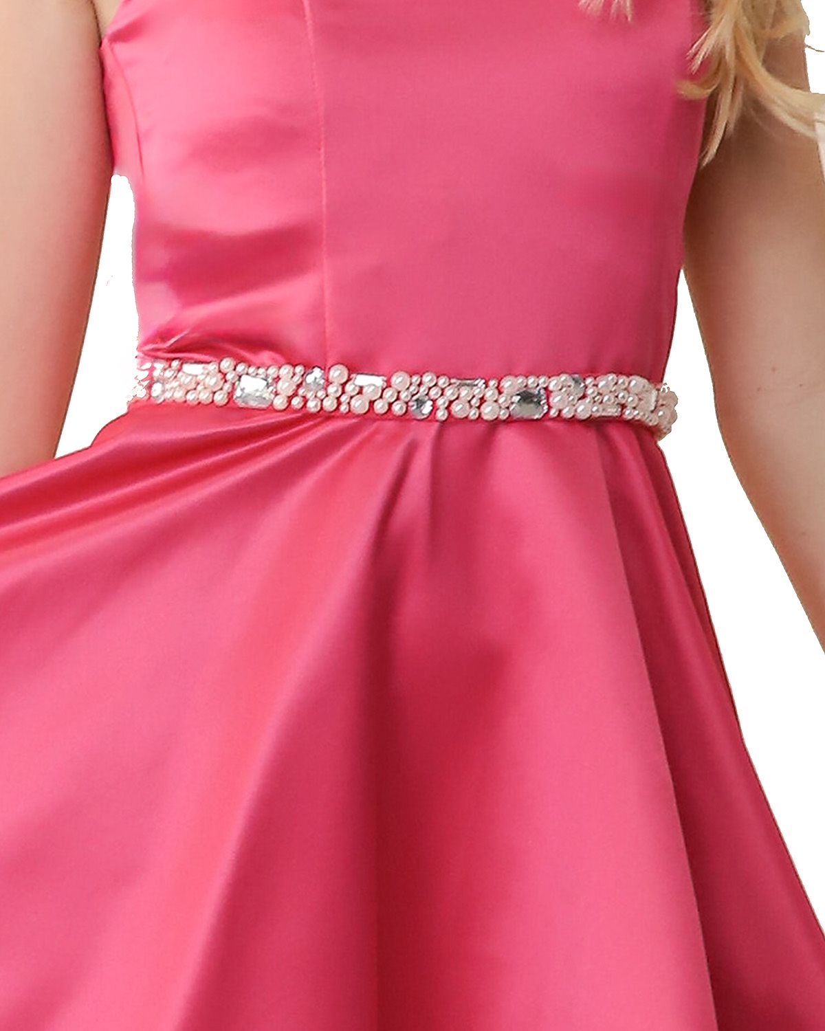 Un Deux Trois Girls' Stretchy Pearl and Gem Belt - Big Kid