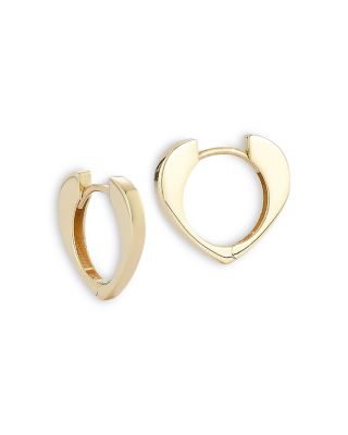 14K Yellow Gold Heart Hoop Earrings